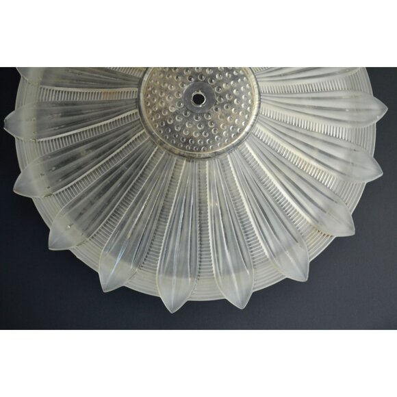 Art Deco Sunflower Glass Ceiling Shade Vintage White Frosted 14" Restoration - Picture 2 of 10